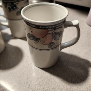 Mikasa Garden Harvest Cream and Orange and Blue Mug for Dining